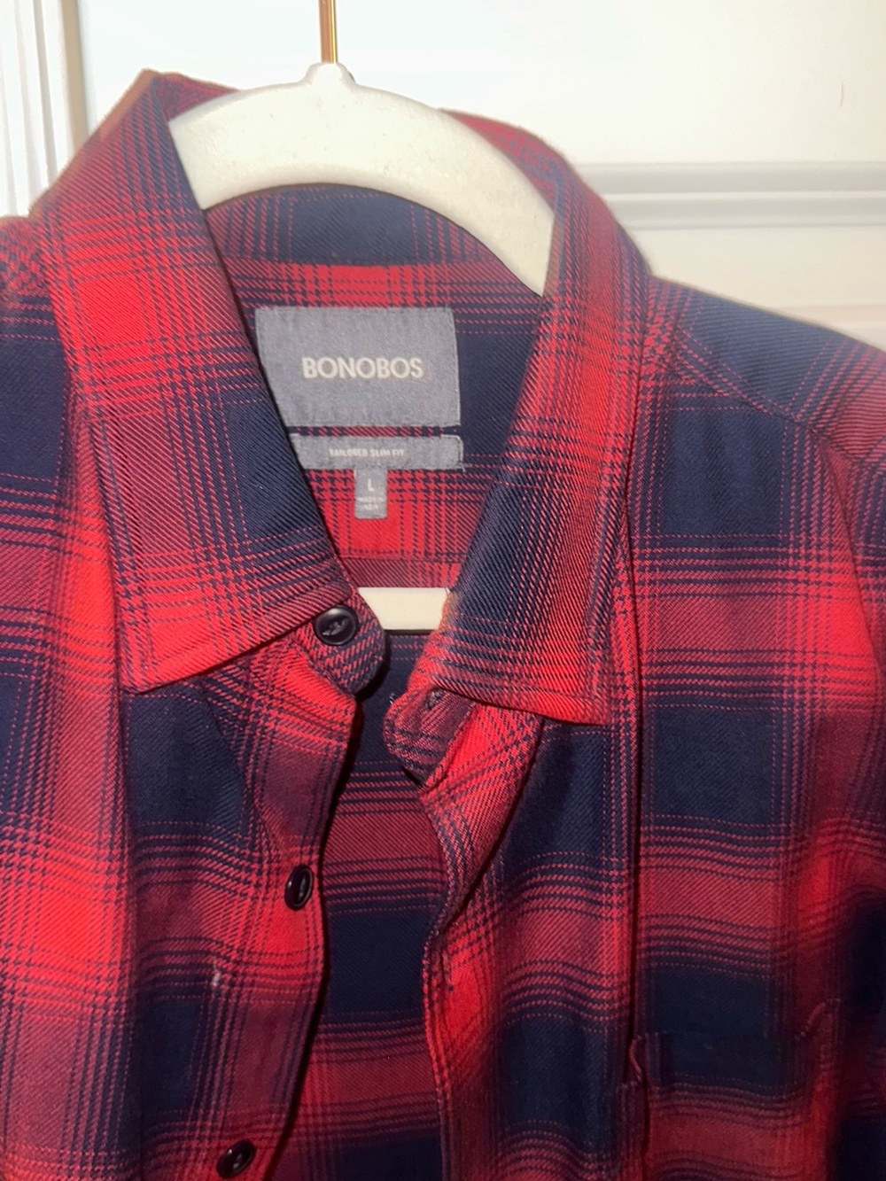 Bonobos Red/Black Flannel Shirt - L